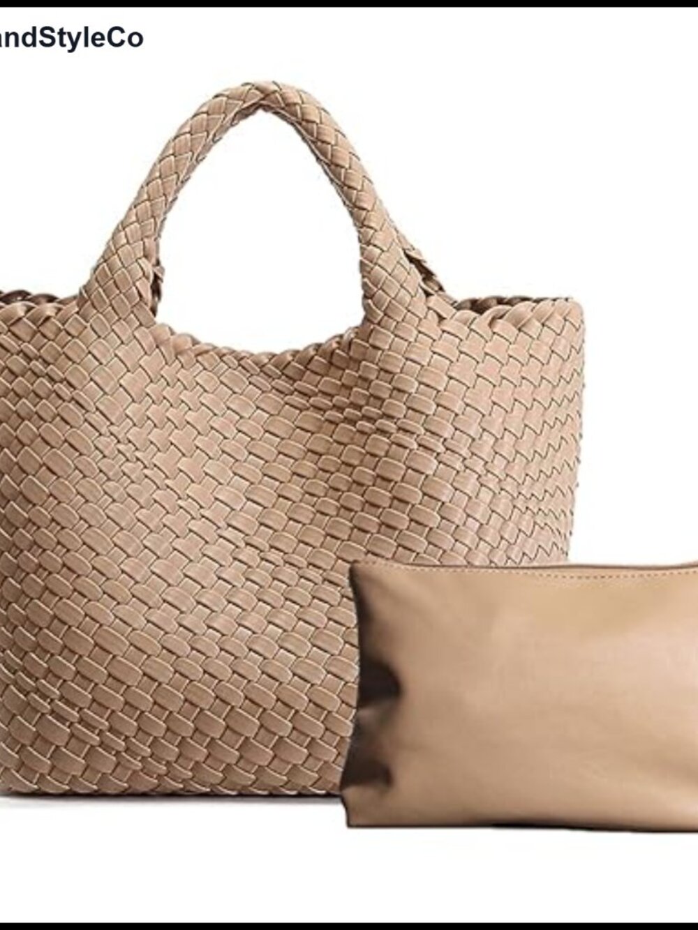 Large Woven Vegan Leather Tote Bag Soft Handbag Shoulder Purse Travel